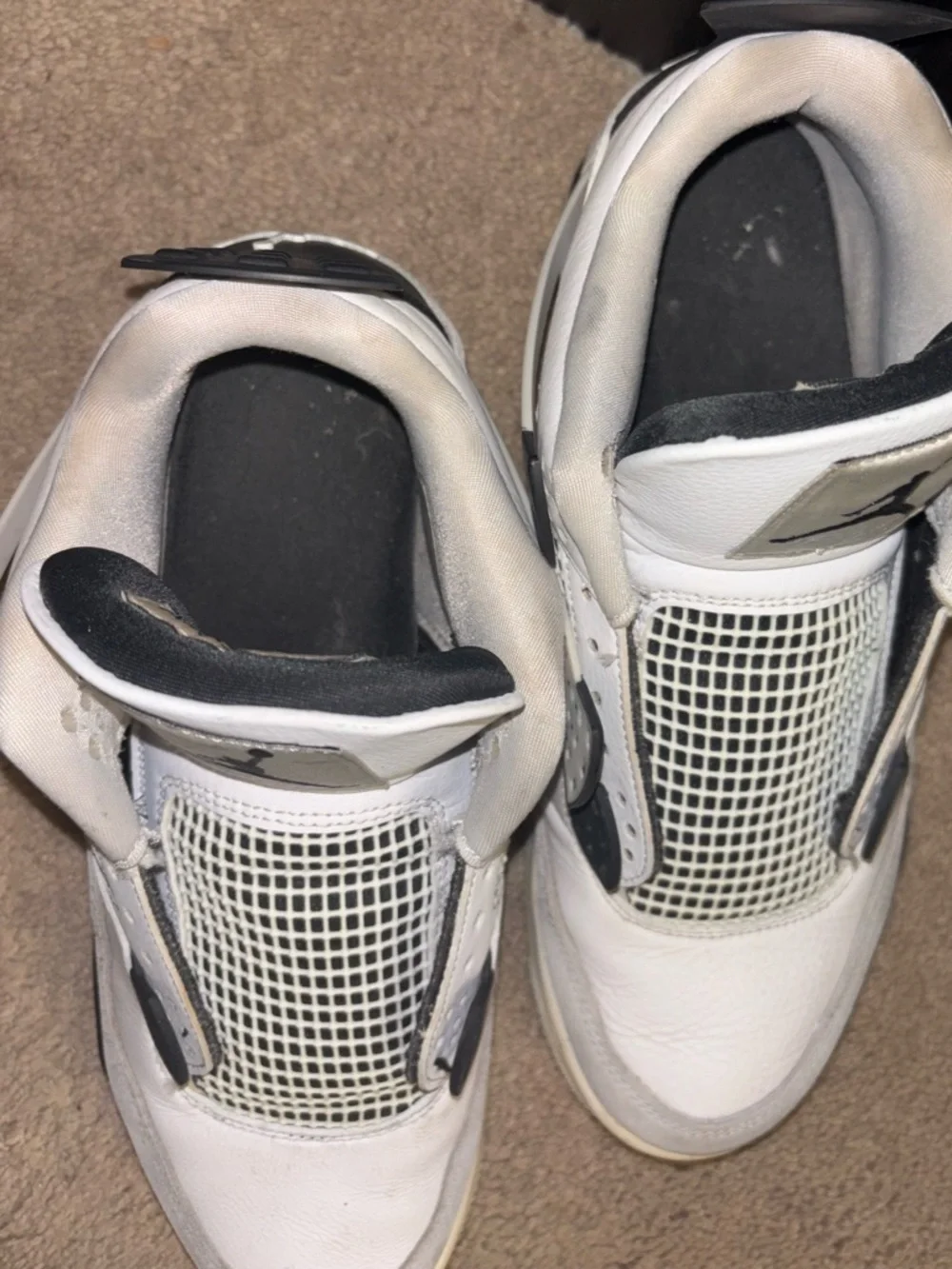 Air Jordan 4 Retro White Oreo (Tech White) Men’s Sneakers No Laces‎ No Box Used